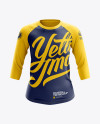 Women's Baseball Tee W/ 3/4 Sleeves Mockup - Front View