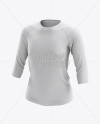 Women's Baseball Tee W/ 3/4 Sleeves Mockup - Halfside View