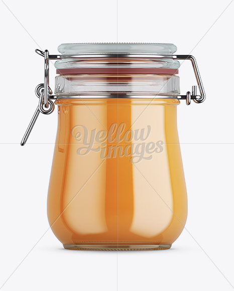 Honey Jar w/ Clamp Lid Mockup - Side View