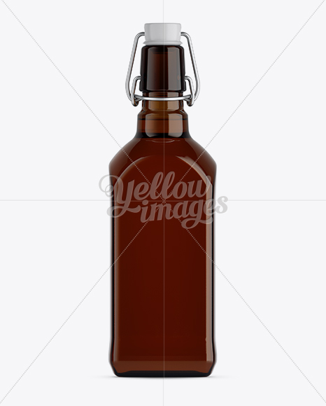 Liquor Amber Bottle Mockup W/ Flip-Top Cap - Front View