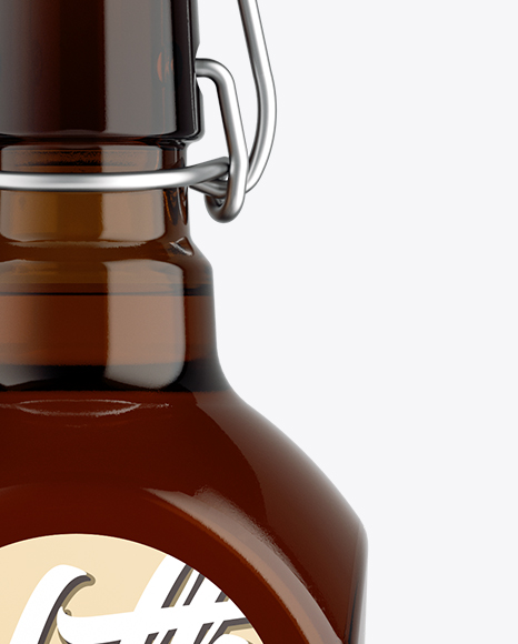 Liquor Amber Bottle Mockup W/ Flip-Top Cap - Front View