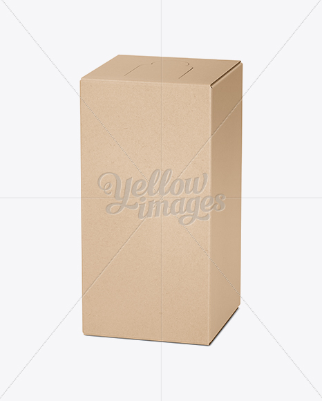 Kraft Paper Wine Box Mockup - 25° Angle (High-Angle Shot)