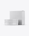 Glossy Lip Balm Tin With Glossy Box Mockup - Halfside View