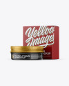 Glossy Lip Balm Tin With Glossy Box Mockup - Halfside View