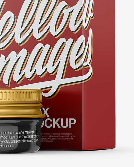 Glossy Lip Balm Tin With Glossy Box Mockup - Halfside View