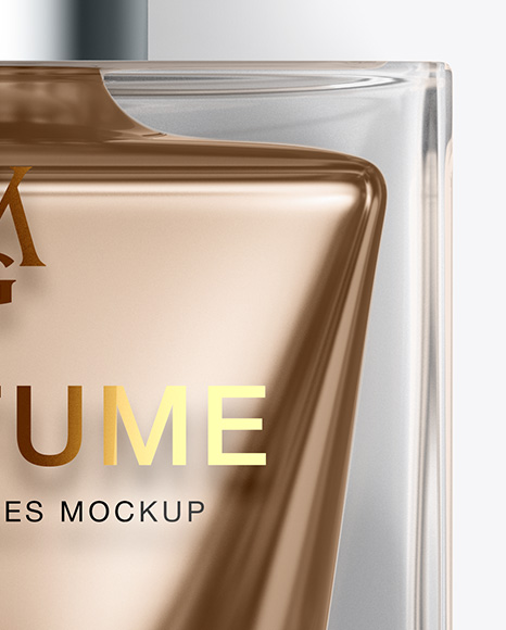 Perfume Bottle With Metallic Fillng Mockup - Top View