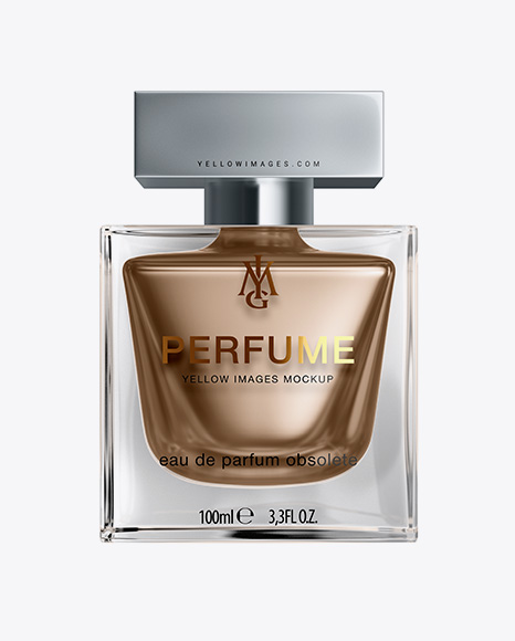 Perfume Bottle With Metallic Fillng Mockup - Top View