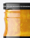 Clear Glass Jar with Orange Jam Mockup Clear Glass Jar with Orange Jam Mockup