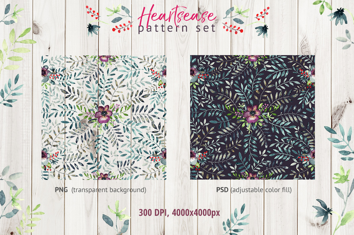 Heartsease pattern set Heartsease pattern set