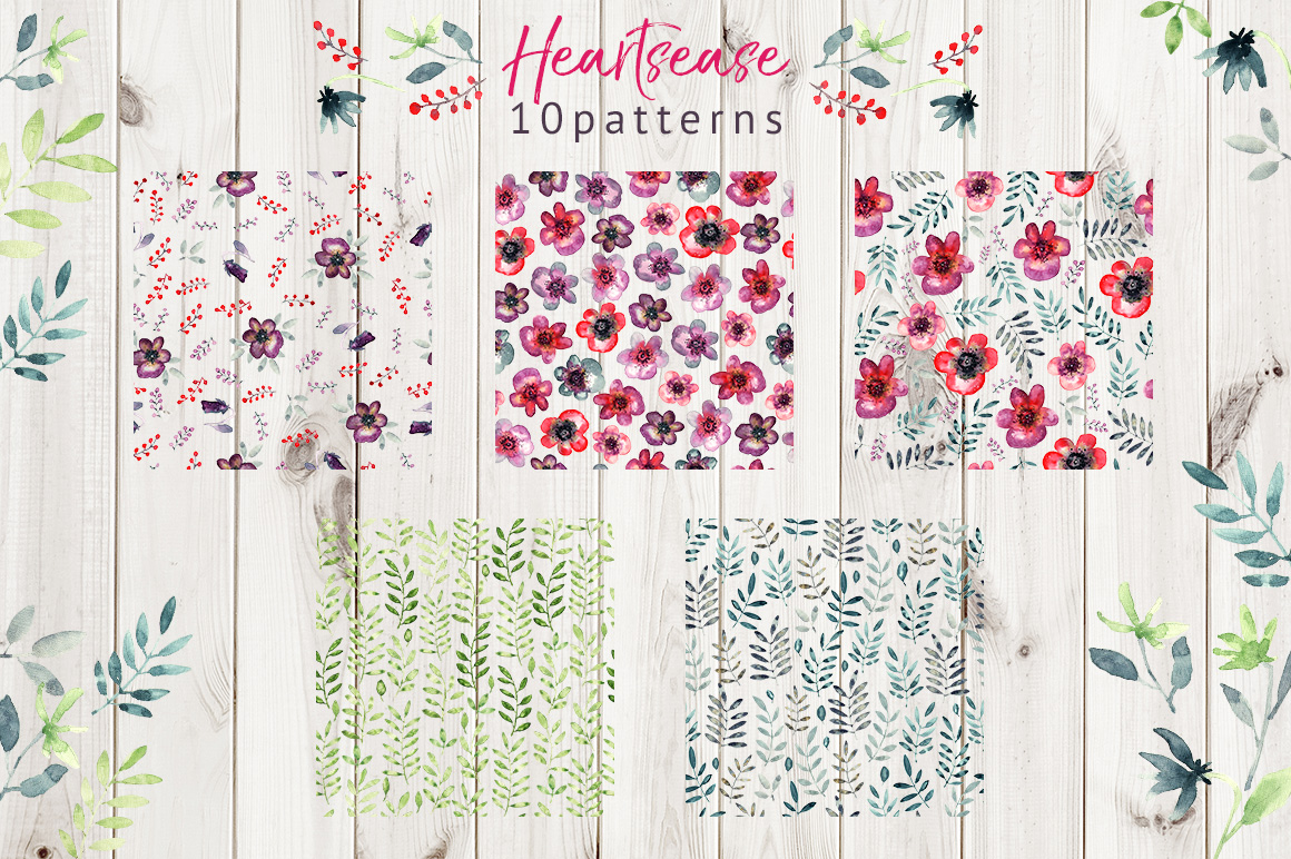 Heartsease pattern set Heartsease pattern set