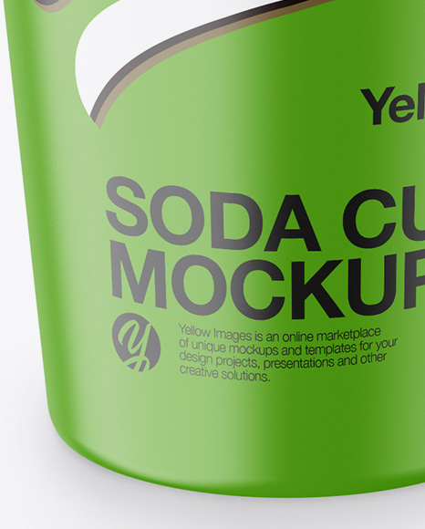 Matte Soda Cup With Straw Mockup - High-Angle Shot