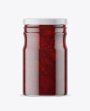 Clear Glass Jar with Strawberry Jam Mockup