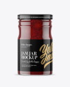 Clear Glass Jar with Strawberry Jam Mockup