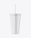 Glossy Soda Cup With Straw Mockup