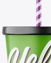 Matte Soda Cup With Straw Mockup