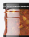 Clear Glass Jar with Bruschetta Sauce Mockup Clear Glass Jar with Bruschetta Sauce Mockup