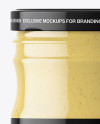 Clear Glass Jar with Mustard Sauce Mockup