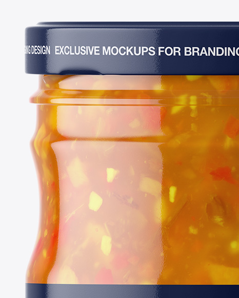 Clear Glass Jar with Sweet &amp; Sour Sauce Mockup