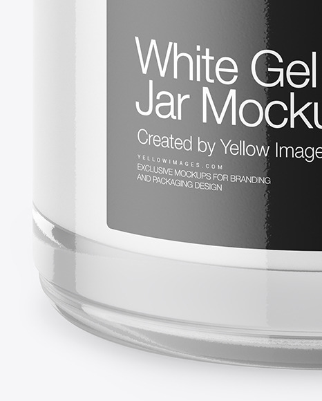 Opened Clear Glass Jar With White Gel Mockup (High-Angle Shot)