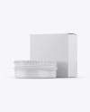 Matte Lip Balm Tin With Matte Box Mockup - Halfside View