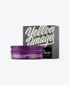 Matte Lip Balm Tin With Matte Box Mockup - Halfside View