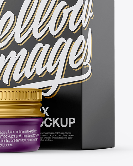 Matte Lip Balm Tin With Matte Box Mockup - Halfside View