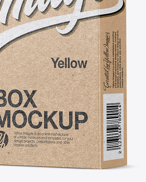 Kraft Box Mockup - Half Side View