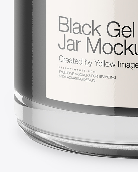 Opened Clear Glass Jar With Black Gel Mockup (High-Angle Shot)