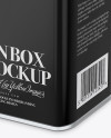 Matte Tin Box Mockup - Half Side View (High Angle Shot)