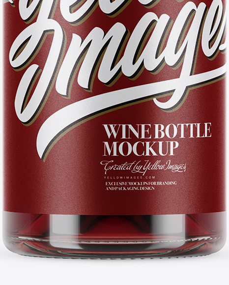750ml Clear Glass Pink Wine Bottle Mockup