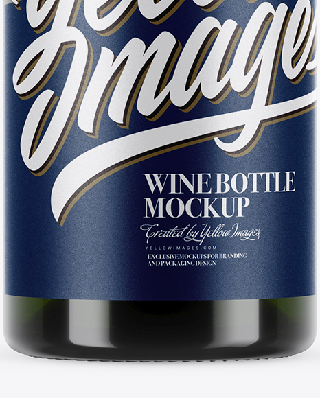 750ml Green Glass White Wine Bottle Mockup