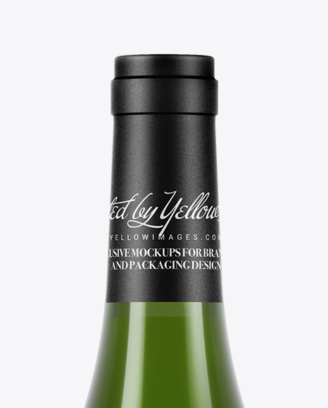 750ml Green Glass White Wine Bottle Mockup