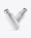 Two Metallic Drink Bottles With Matte Finish Mockup