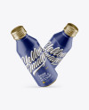 Two Metallic Drink Bottles With Matte Finish Mockup