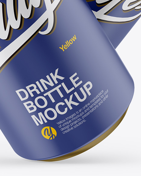 Two Metallic Drink Bottles With Matte Finish Mockup