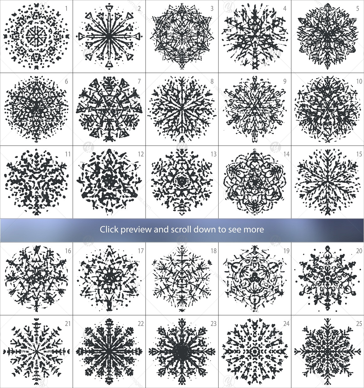 Ink hand drawn Snowflakes Vector Collection Ink hand drawn Snowflakes Vector Collection