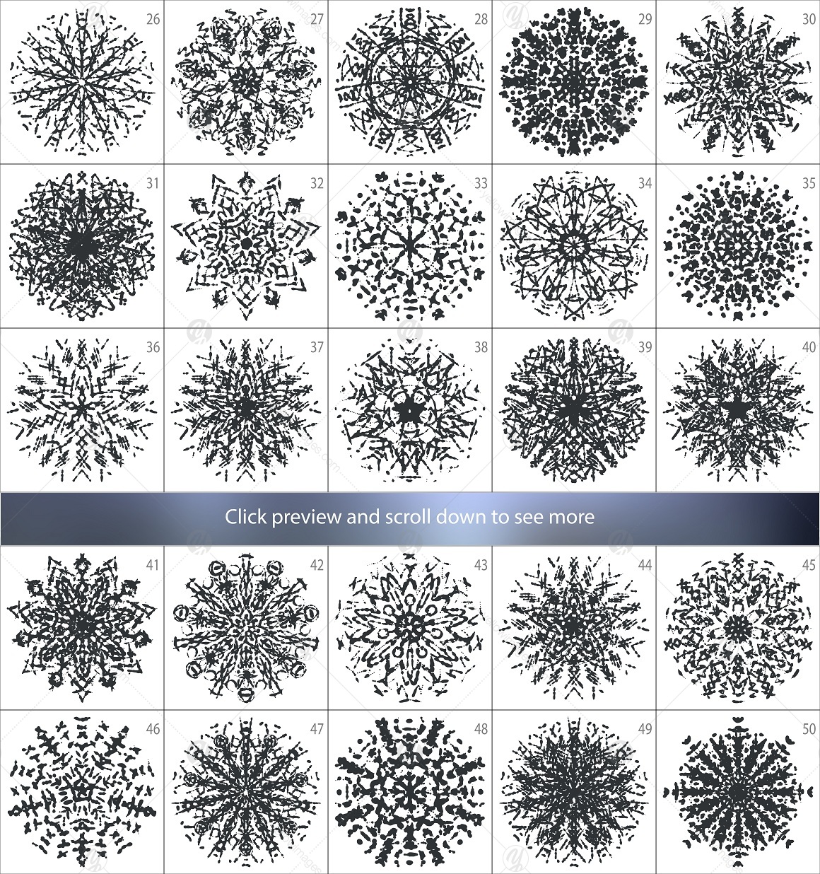 Ink hand drawn Snowflakes Vector Collection