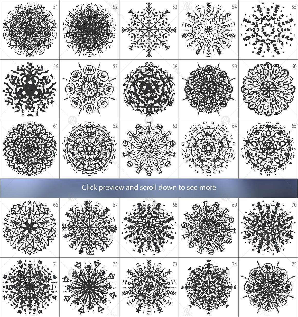 Ink hand drawn Snowflakes Vector Collection