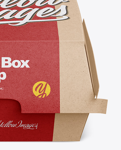 Kraft Burger Box Mockup - Front View (High-Angle Shot)