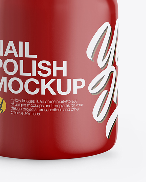 Glossy Nail Polish Bottle Mockup - Front View