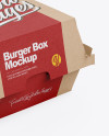 Kraft Burger Box Mockup - Half Side View (High-Angle Shot)