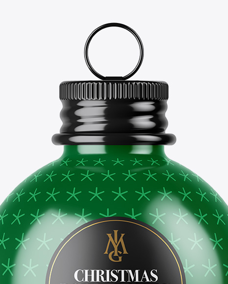 Glossy Christmas Bottle Mockup