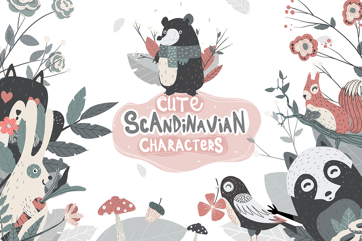 Cute Scandinavian Characters Set Cute Scandinavian Characters Set
