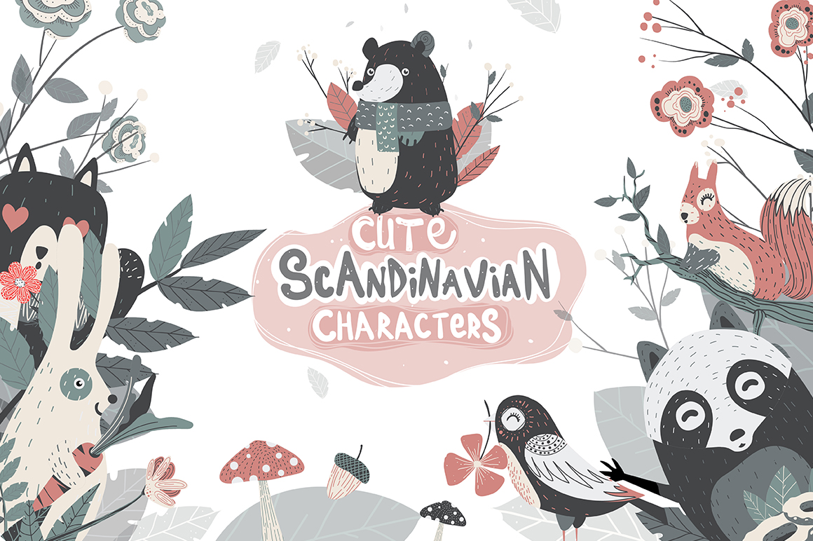 Cute Scandinavian Characters Set