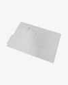 Kraft Folder with Papers and Envelope Mockup - Half Side View (High-Angle Shot)