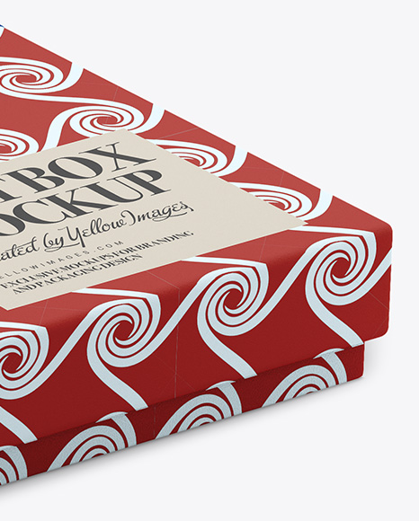 Gift Box Mockup - Half Side View (High-Angle Shot)