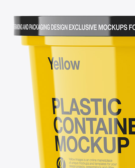 Glossy Plastic Container Mockup - Front View