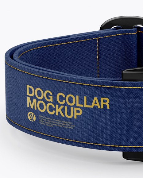 Linen Dog Collar Mockup - Front View (High-Angle Shot)