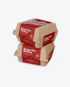 Two Kraft Burger Boxes Mockup - Half Side View