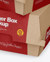 Two Kraft Burger Boxes Mockup - Half Side View